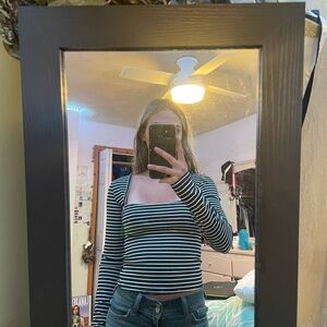 Edikted navy and White Ribbed Long Sleeve NWT